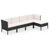 vidaXL Set Divani da Giardino 5 pz con Cuscini in Polyrattan Nero