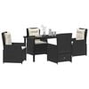 vidaXL Set da Pranzo per Giardino 5 pcs Nero polyrattan
