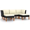 vidaXL Set Divani da Giardino 5 pz con Cuscini in Polyrattan Nero