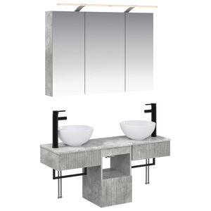 vidaXL Set di Armadi da Bagno 4 pcs Grigio Cemento 100 x 14,5 x 70 cm