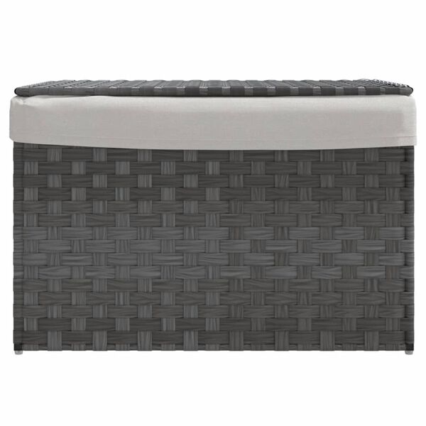 vidaXL Cesto Portabiancheria Coperchio Grigio 55,5x35x34 cm Polyrattan