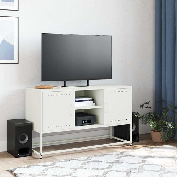 vidaXL Mobile TV Bianco 100,5x39x60,5 cm in Acciaio