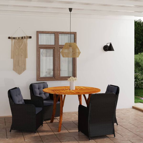 vidaXL Set Mobili da Pranzo per Giardino 5 pz Nero