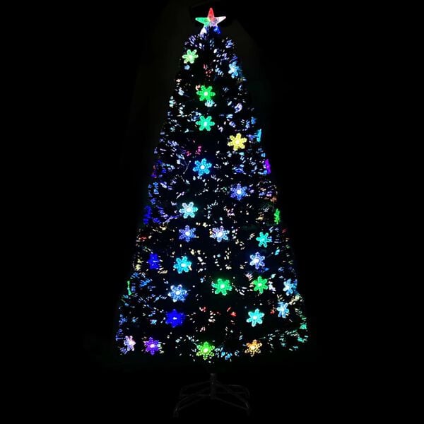 vidaXL Albero Natale con Fiocchi di Neve a LED Nero 120cm Fibra Ottica