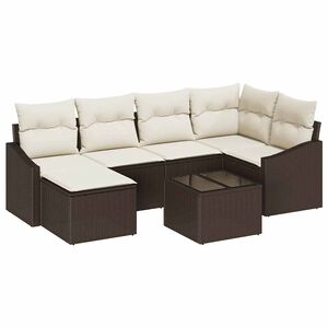 vidaXL Set Divano da Giardino 7 pcs Marrone Poly Rattan