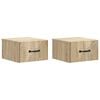 vidaXL Mobiletto da notte a muro 2 pcs Rovere Sonoma 34,5 x 33 x 20 cm