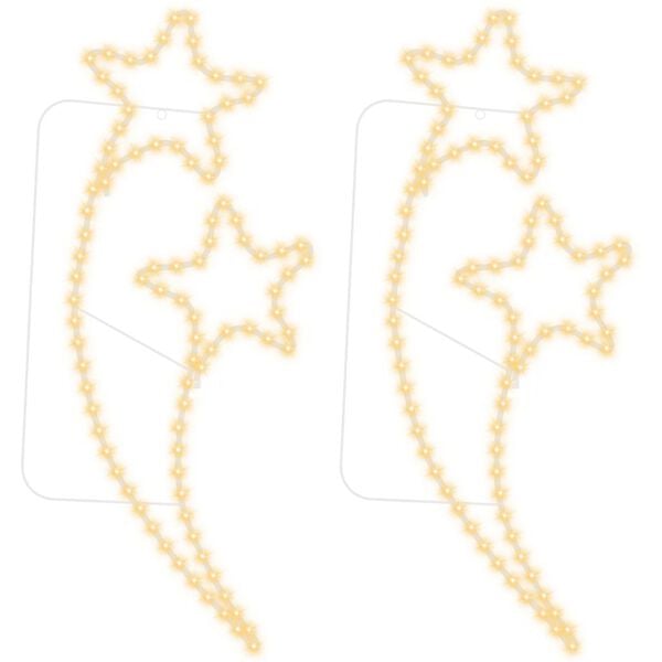 vidaXL Stringhe Luci a Forma di Stella 2pz Bianco Caldo 125,5x53x4,5cm
