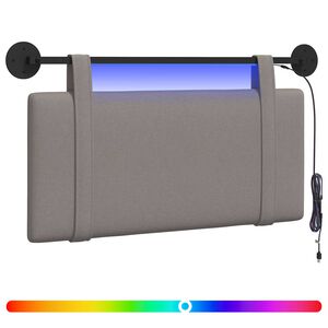 vidaXL Testiera sospesa Con luce LED Tortora Tessuto