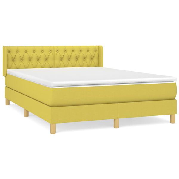 vidaXL Giroletto a Molle con Materasso Verde 140x190 cm in Tessuto