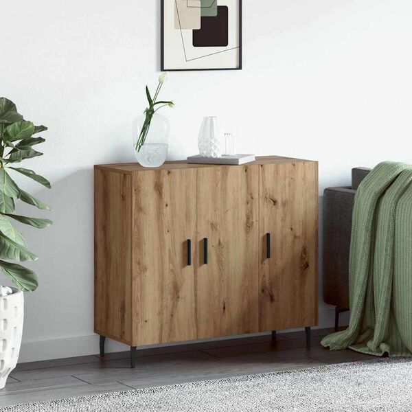 vidaXL Credenza Rovere artigianale 90 x 34 x 80 cm Legno multistrato