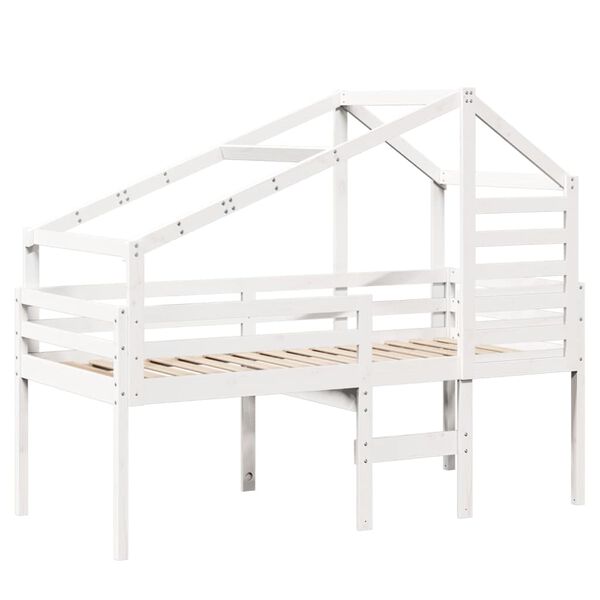 vidaXL Letto a Soppalco con Tetto Bianco 90x200 cm in Legno di Pino