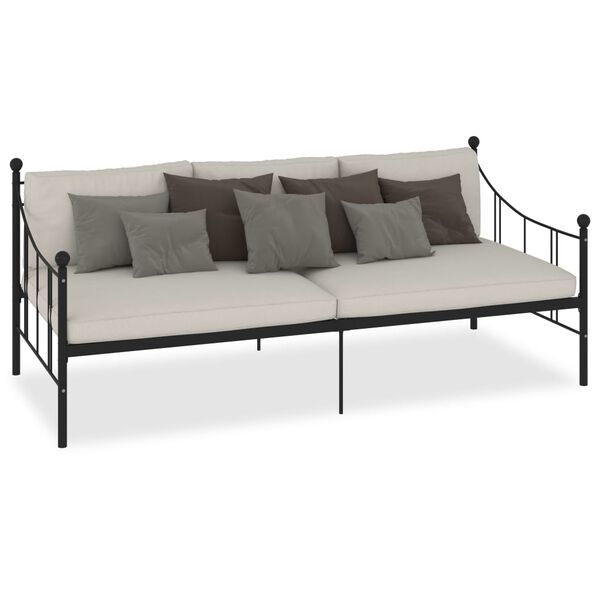 vidaXL Telaio Divano Letto Nero in Metallo 90x200 cm