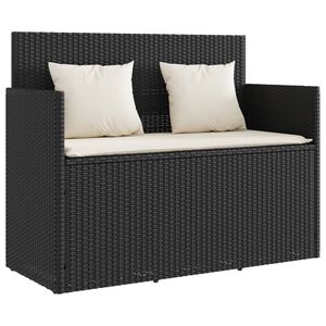 vidaXL Panca da Giardino con Cuscini Nera in Polyrattan