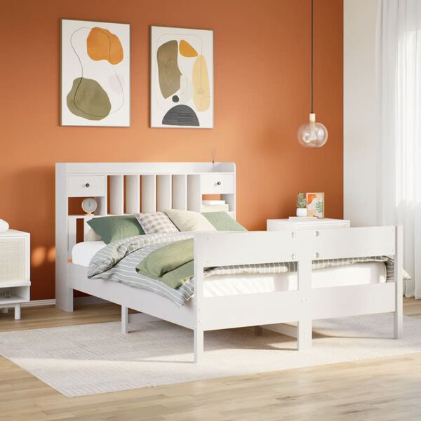 vidaXL Letto Libreria senza Materasso Bianco 160x200 cm Legno di Pino
