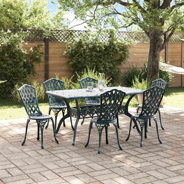 vidaXL Set da Pranzo per Giardino 7 pcs Verde Alluminio