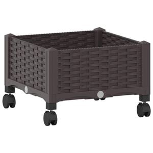 vidaXL Vaso da Giardino con Ruote Marrone 40 x 40 x 29 cm PP