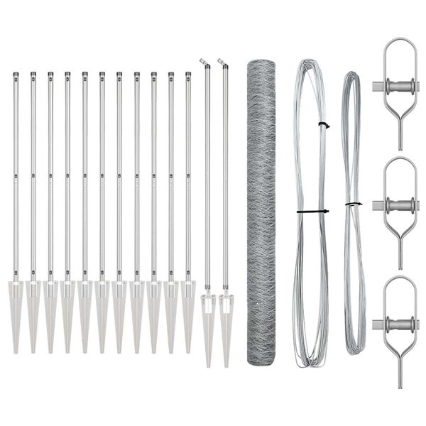 vidaXL Palo della recinzione Argento 25 x 1,6 m (rete 36 mm) Acciaio