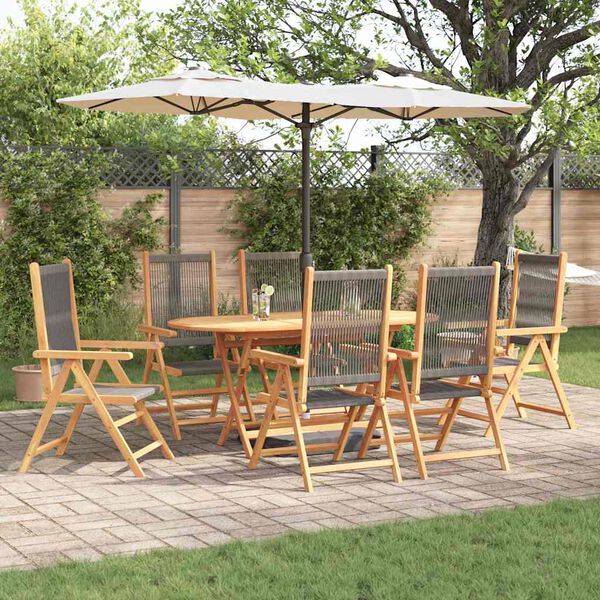 vidaXL Set da Pranzo per Giardino 7 pcs Grigio