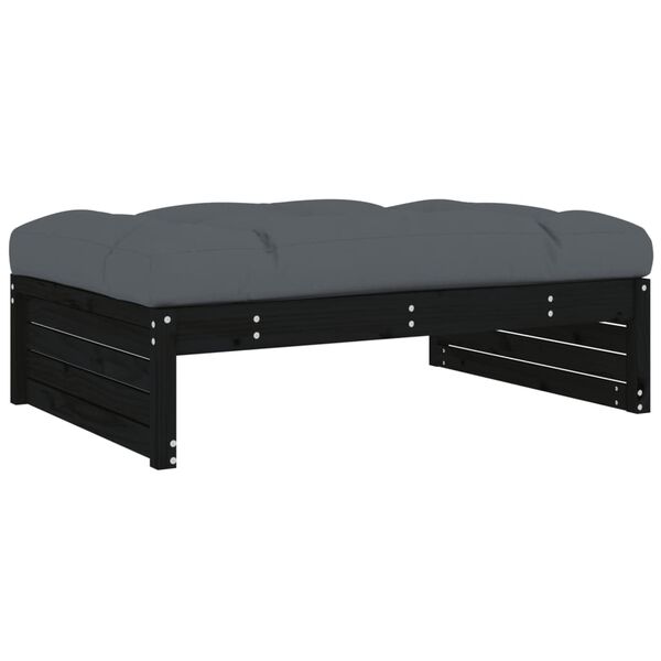 vidaXL Poggiapiedi da Giardino 120x80 cm Legno Massello di Pino Nero