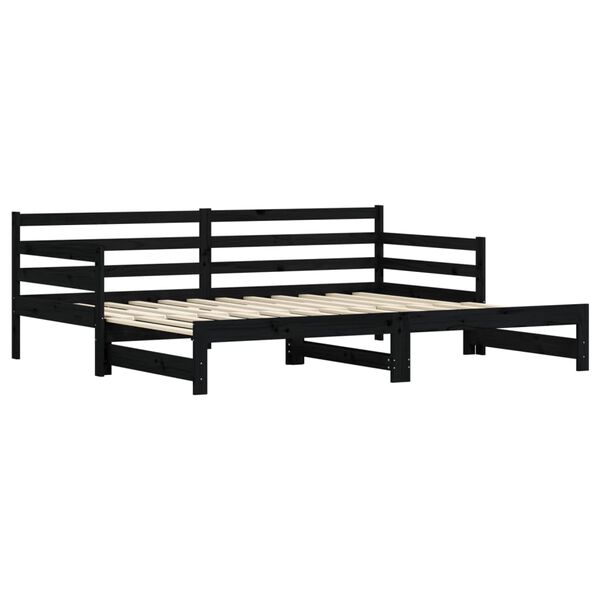 vidaXL Divano Letto con Letto Estraibile Nero 90x190cm Massello Pino