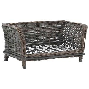 vidaXL Cesta per Cani con Cuscino Grigio 50x33x30 cm Salice Naturale