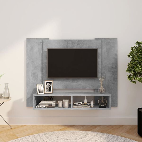 vidaXL Mobile TV a Muro Grigio Cemento 120x23,5x90cm Legno Multistrato