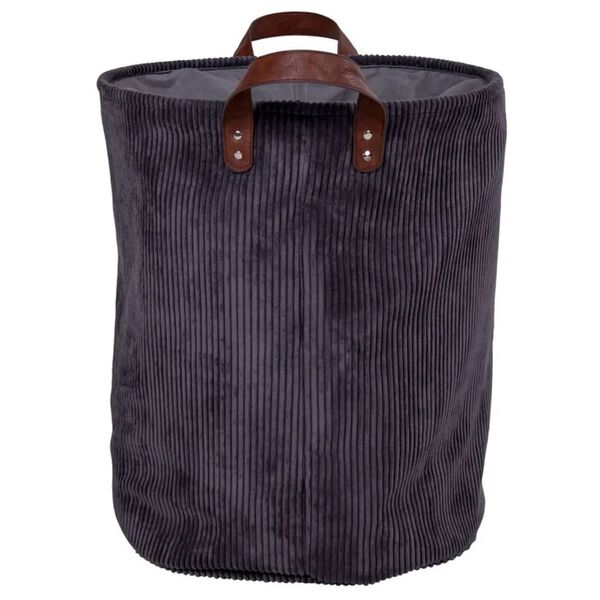 House Nordic Cesto Portabiancheria Nora in Velluto a Coste Grigio