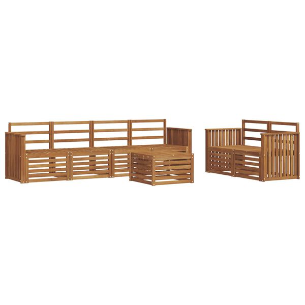 vidaXL Set divani 7 pcs Naturale Legno di Acacia Massello
