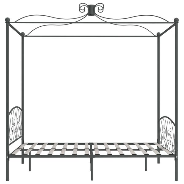 vidaXL Letto a Baldacchino Grigio in Metallo 180x200 cm