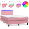 vidaXL Letto a Molle con Materasso e LED Rosa 120x220 cm in Velluto