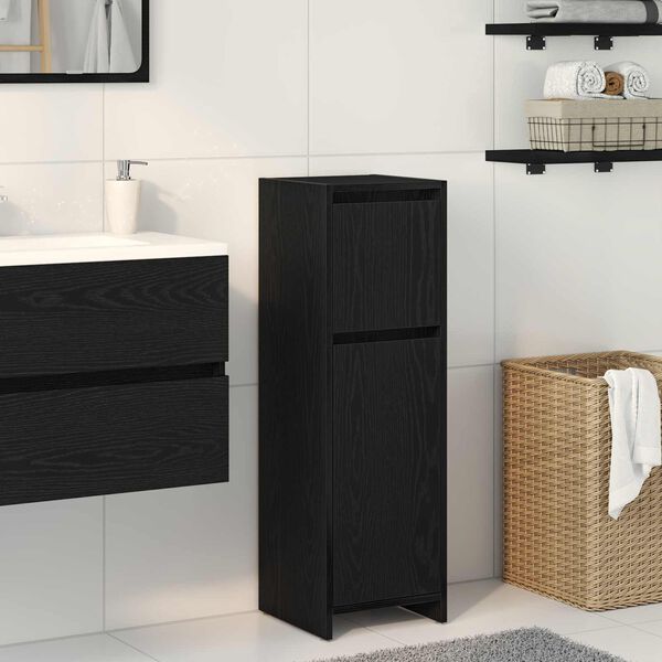 vidaXL Mobile da Bagno Rovere Nero 30 x 30 x 95 cm Legno multistrato