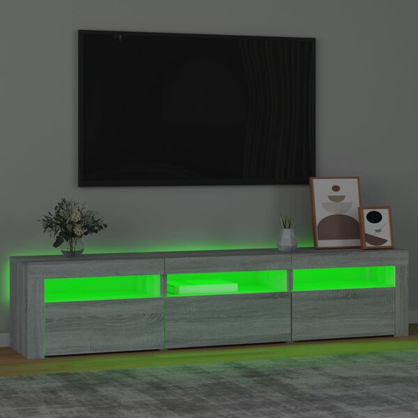 vidaXL Mobile Porta TV con Luci LED Grigio Sonoma 180x35x40 cm