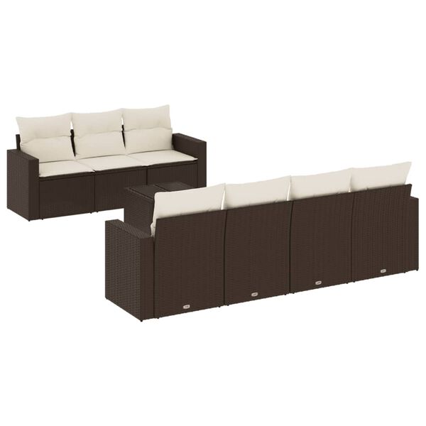 vidaXL Set Divani da Giardino 8 pz con Cuscini Marrone in Polyrattan
