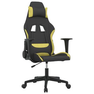vidaXL Sedia da Gaming Nero e Verde Chiaro in Tessuto