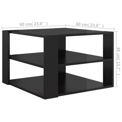 vidaXL Tavolino da Salotto Nero Lucido 60x60x40 cm Legno Multistrato