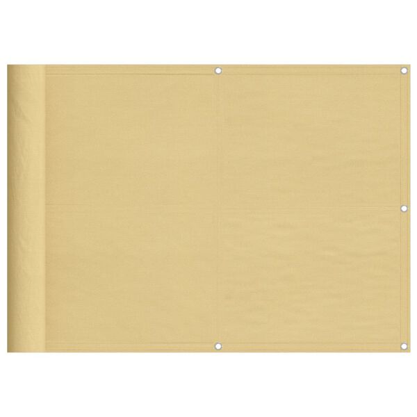 vidaXL Paravento da Balcone Sabbia 75x500 cm 100% Poliestere Oxford