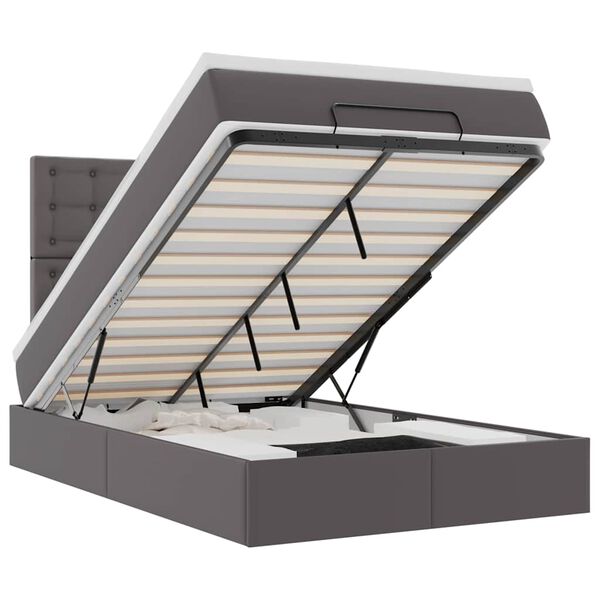 vidaXL Struttura Letto Pouf con Materasso Grigio 120x190 cm Similpelle