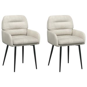 vidaXL Sedie da pranzo 2 pz Velluto Crema 59 x 59,5 x 90 cm