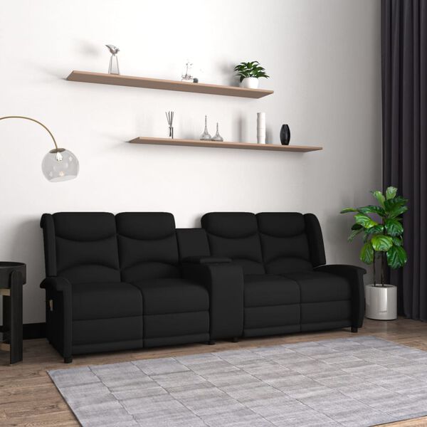 vidaXL Divano Massaggio Reclinabile a 4 Posti con Portabicchieri Nero