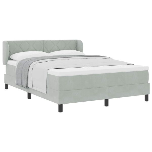 vidaXL Letto a molle con materasso Grigio chiaro 140 x 200 cm Velluto