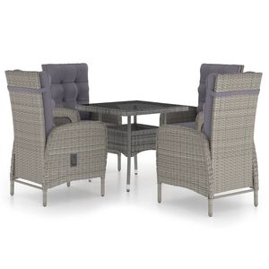 vidaXL Set da Pranzo da Giardino 5 pz in Polyrattan e Vetro Grigio