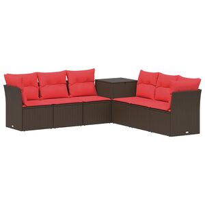 vidaXL Set di divani 7 pz Marrone e Rosso Rattan sintetico e Acciaio