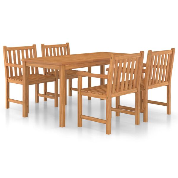 vidaXL Set da pranzo da giardino 5 pz 160x80 cm in legno massello di teak