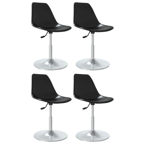 vidaXL Sedie da Pranzo Girevoli 4 pz Nere in PP