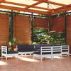vidaXL Set Divani da Giardino 10 pz con Cuscini Bianchi Legno di Pino