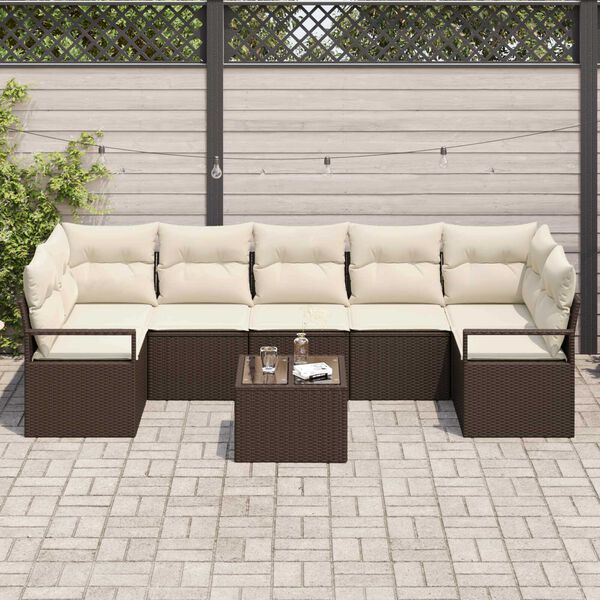 vidaXL Set di divani 8 pcs Marrone e Crema polyrattan