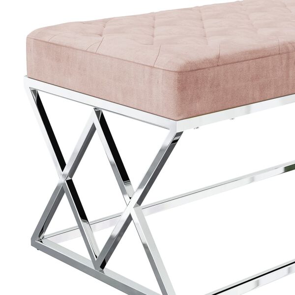 vidaXL Panca Rosa in Velluto e Acciaio Inossidabile