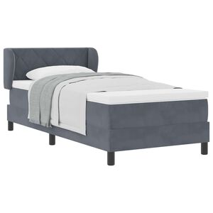 vidaXL Letto a molle con materasso Grigio scuro 90 x 190 cm Velluto