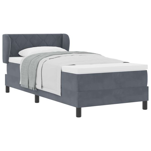 vidaXL Letto a molle con materasso Grigio scuro 90 x 190 cm Velluto