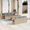 vidaXL Set Divani da Giardino 7 pz con Cuscini Beige in Polyrattan